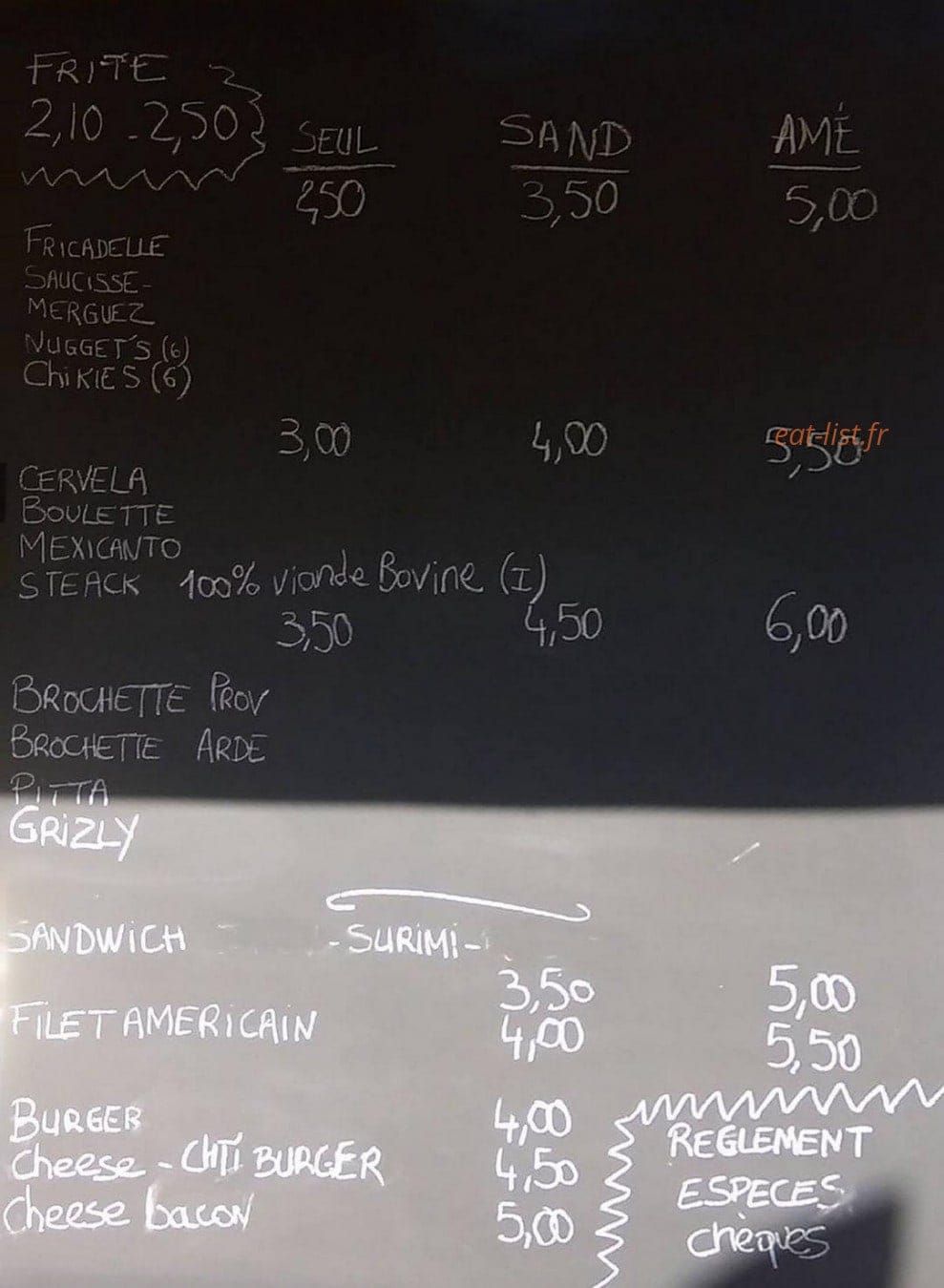 Christi'Frites — carte page 1