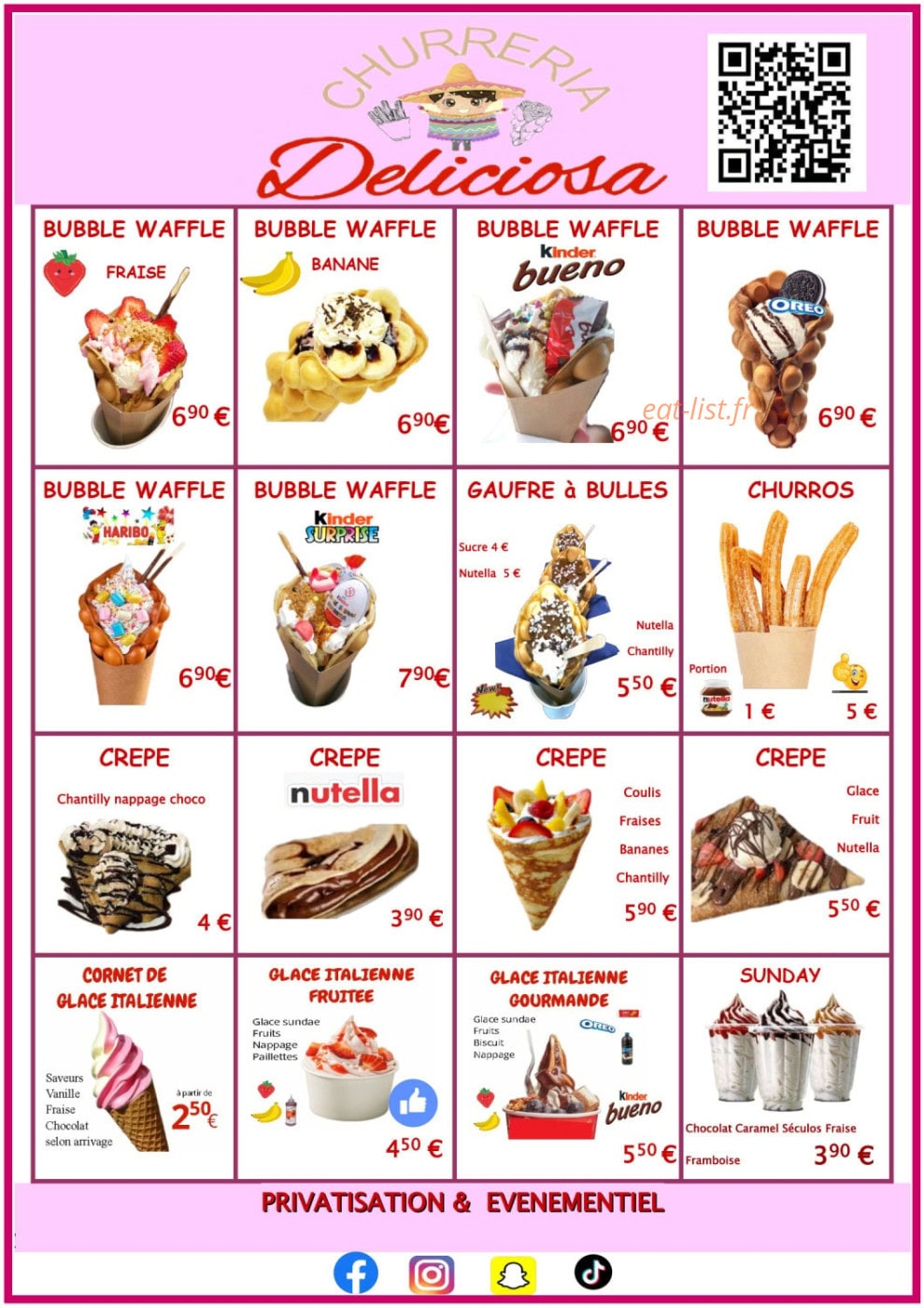 Churreria Deliciosa — carte page 1