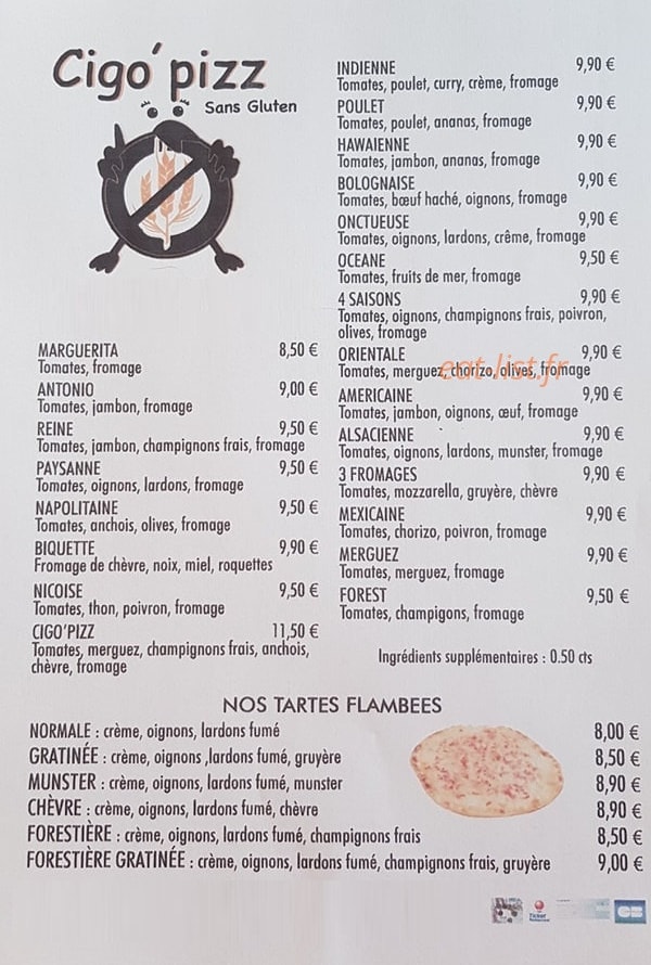 Cigo'pizz — carte page 1