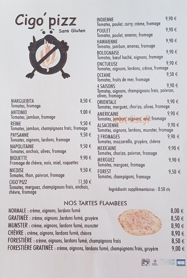 Cigo'pizz — carte page 1