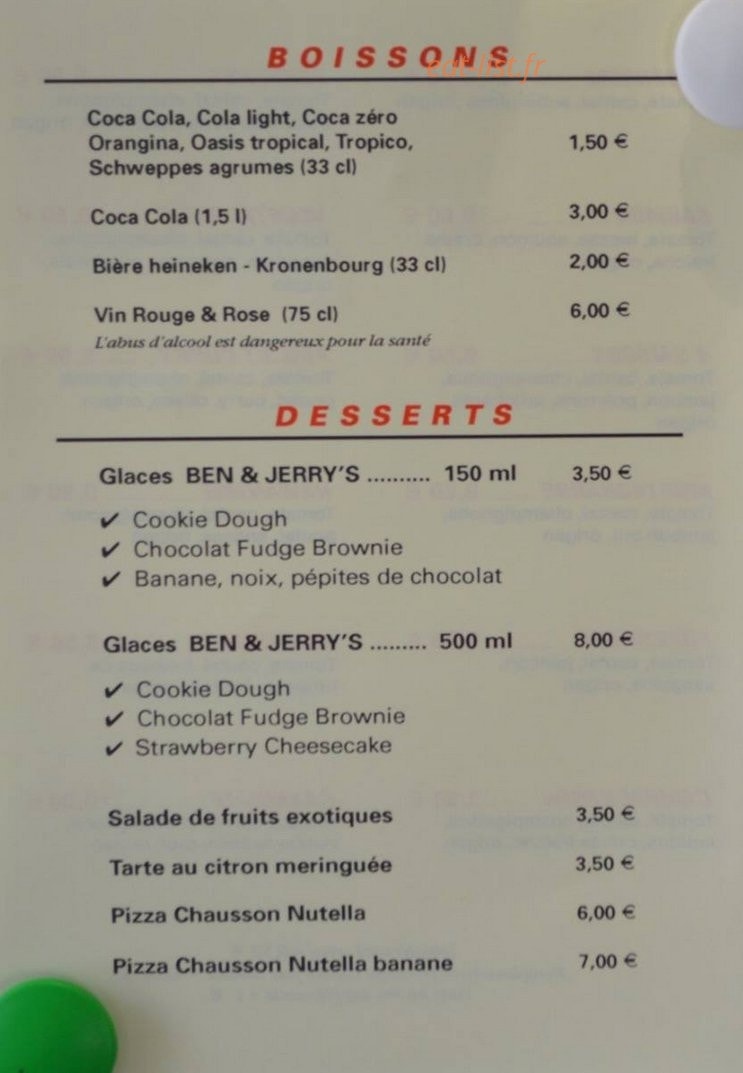 Cimiez Pizza — carte page 4