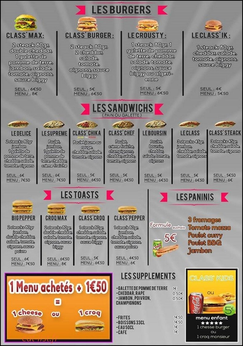 Class' Burger — carte page 2
