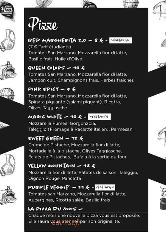 Colors Pizza — carte page 1