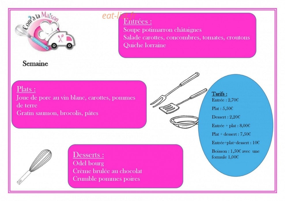 Com'à la Maison — carte page 1