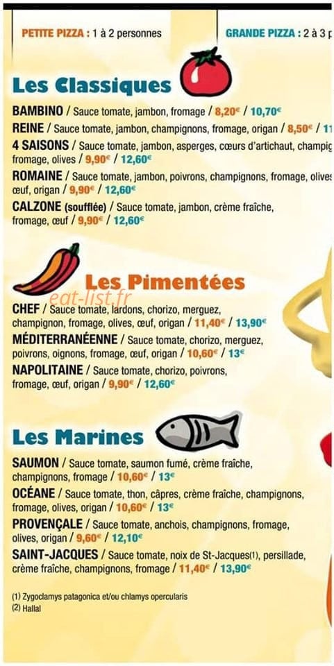 Copioso Pizza — carte page 1