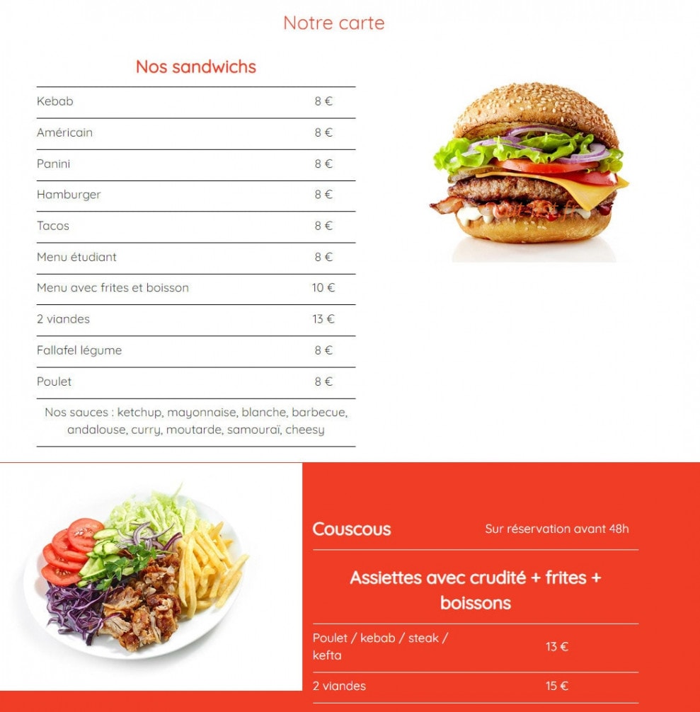 Corny kebab — carte page 1