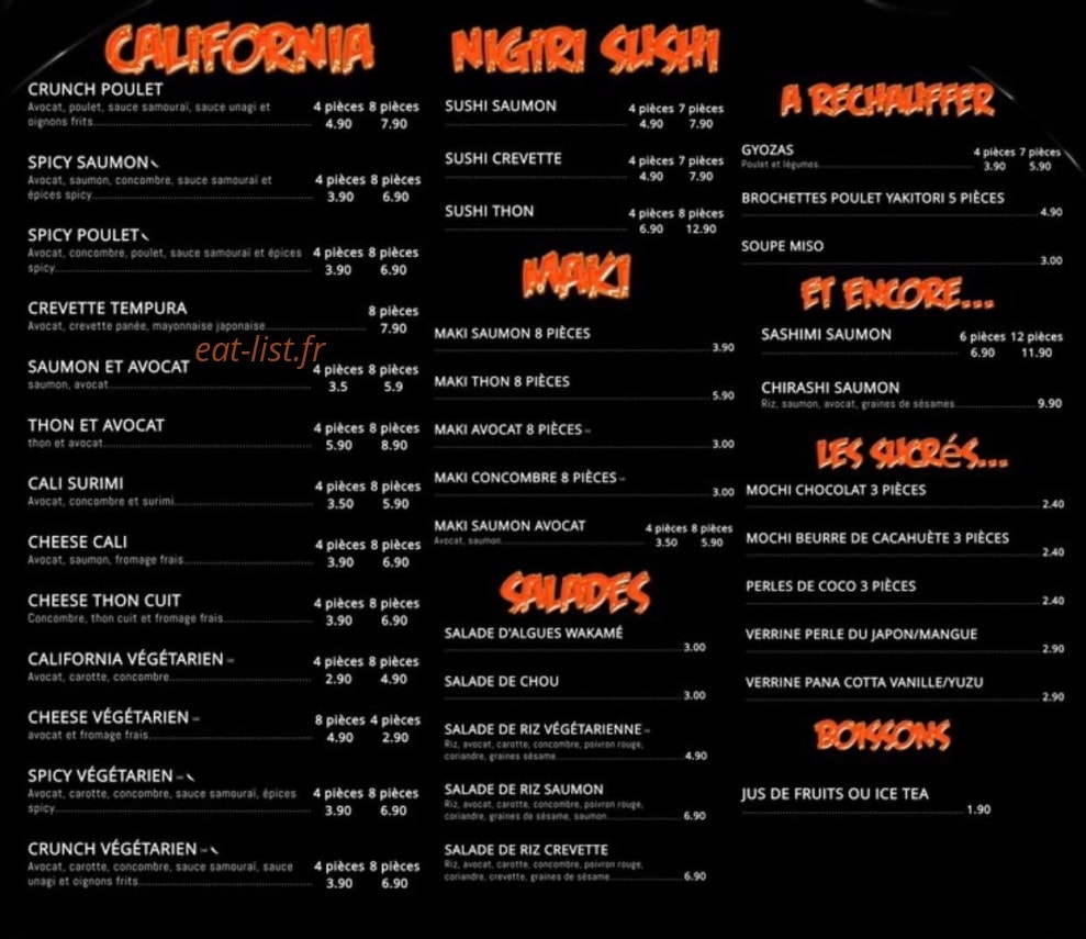 Crazy Roll Sushi — carte page 1