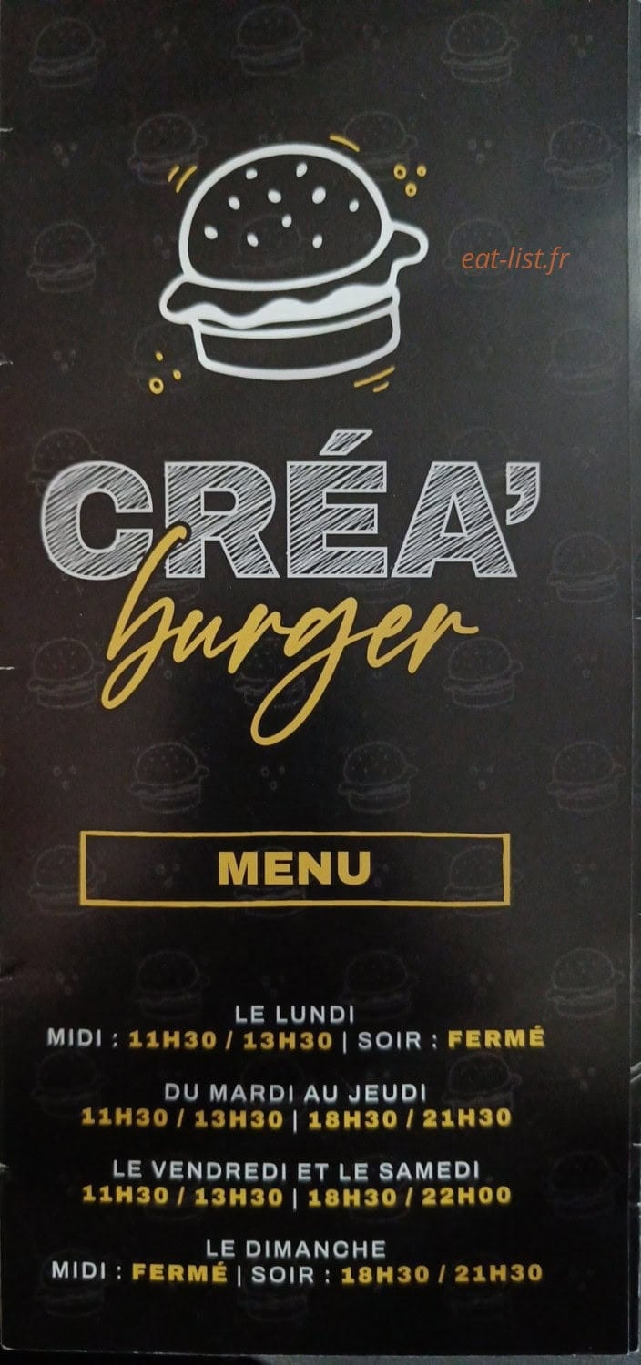 Créa Burger — carte page 1