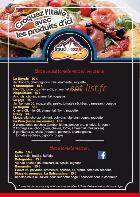 Crea Pizza — carte page 1