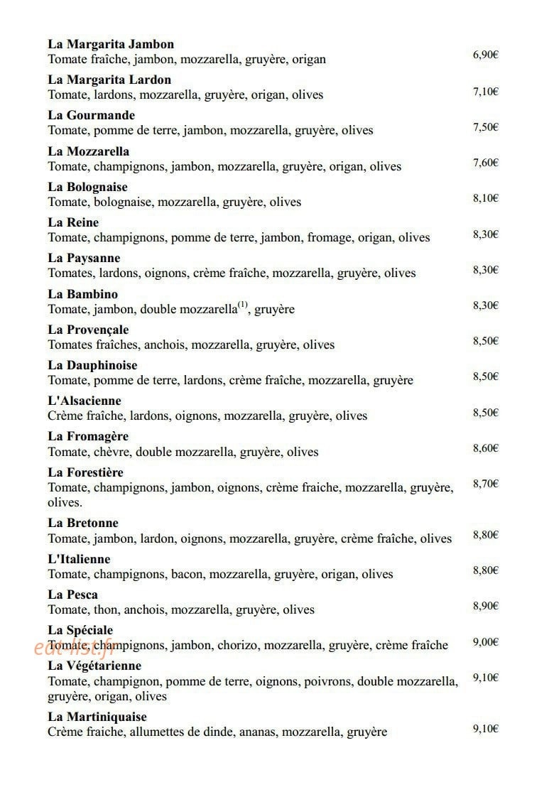Crep n' Pizz — carte page 1