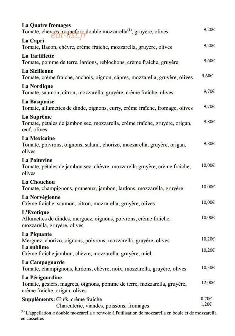 Crep n' Pizz — carte page 2