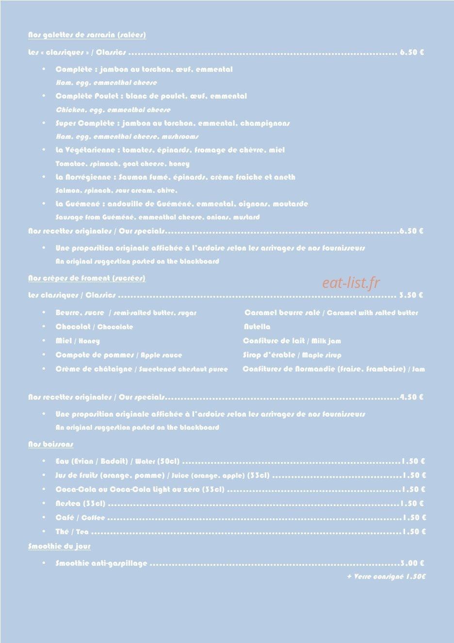 Crêpe Car — carte page 2