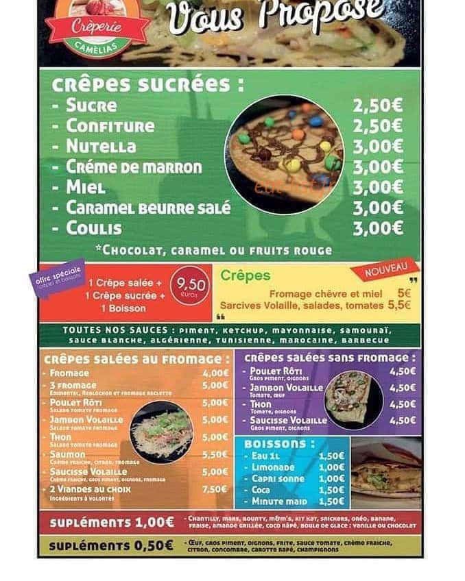 Crêperie Camélias — carte page 1