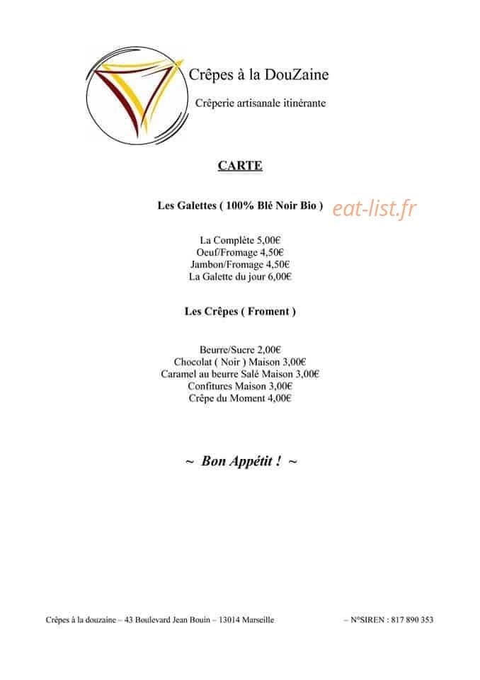 Crêpes à la DouZaine — carte page 1