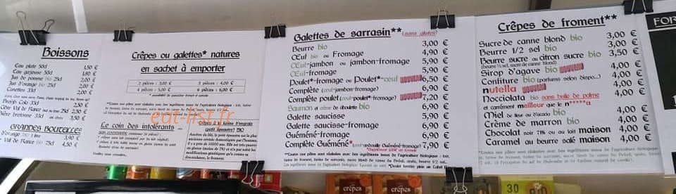 Crêpes et galettes bio Luc Roux — carte page 1