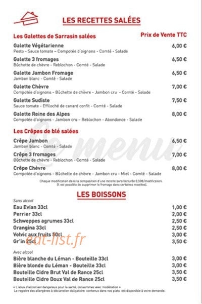 Crêpes & Vous — carte page 1