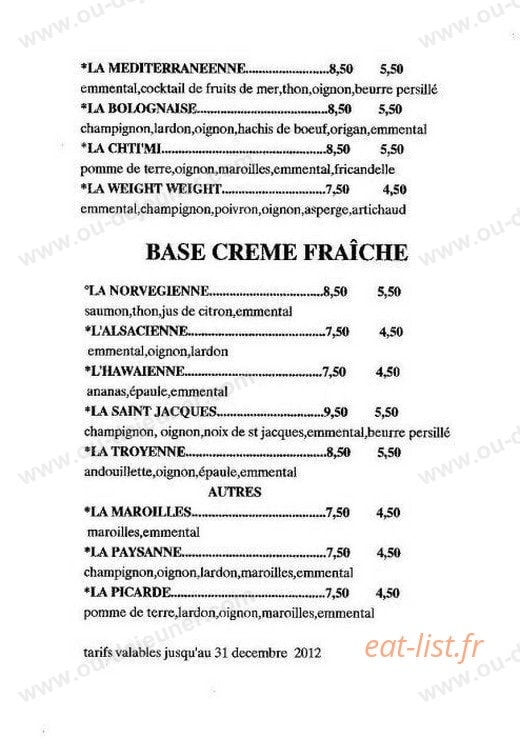 Croc Pizza — carte page 3