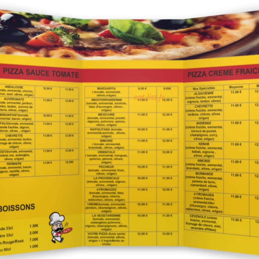 Croq' ô Pizza — carte page 1