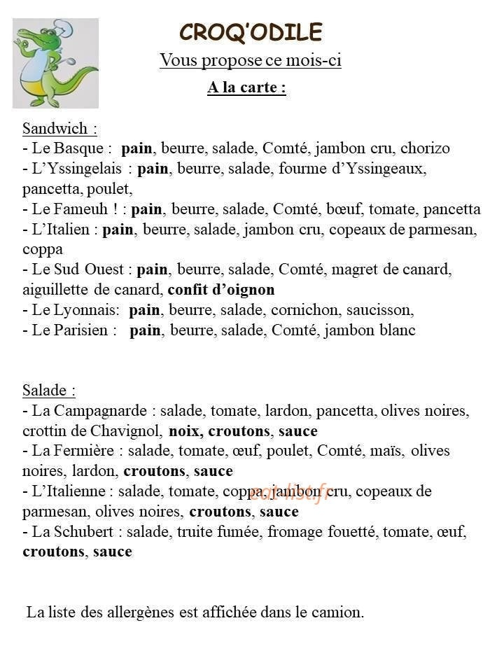 Croq'odile — carte page 2
