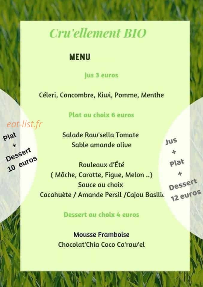 Cru'ellement Bio — carte page 1