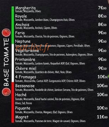 Crusty Pizza — carte page 1