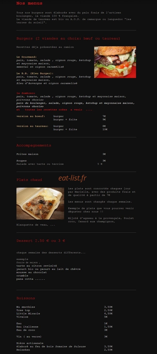 Cuis'in Truck — carte page 1