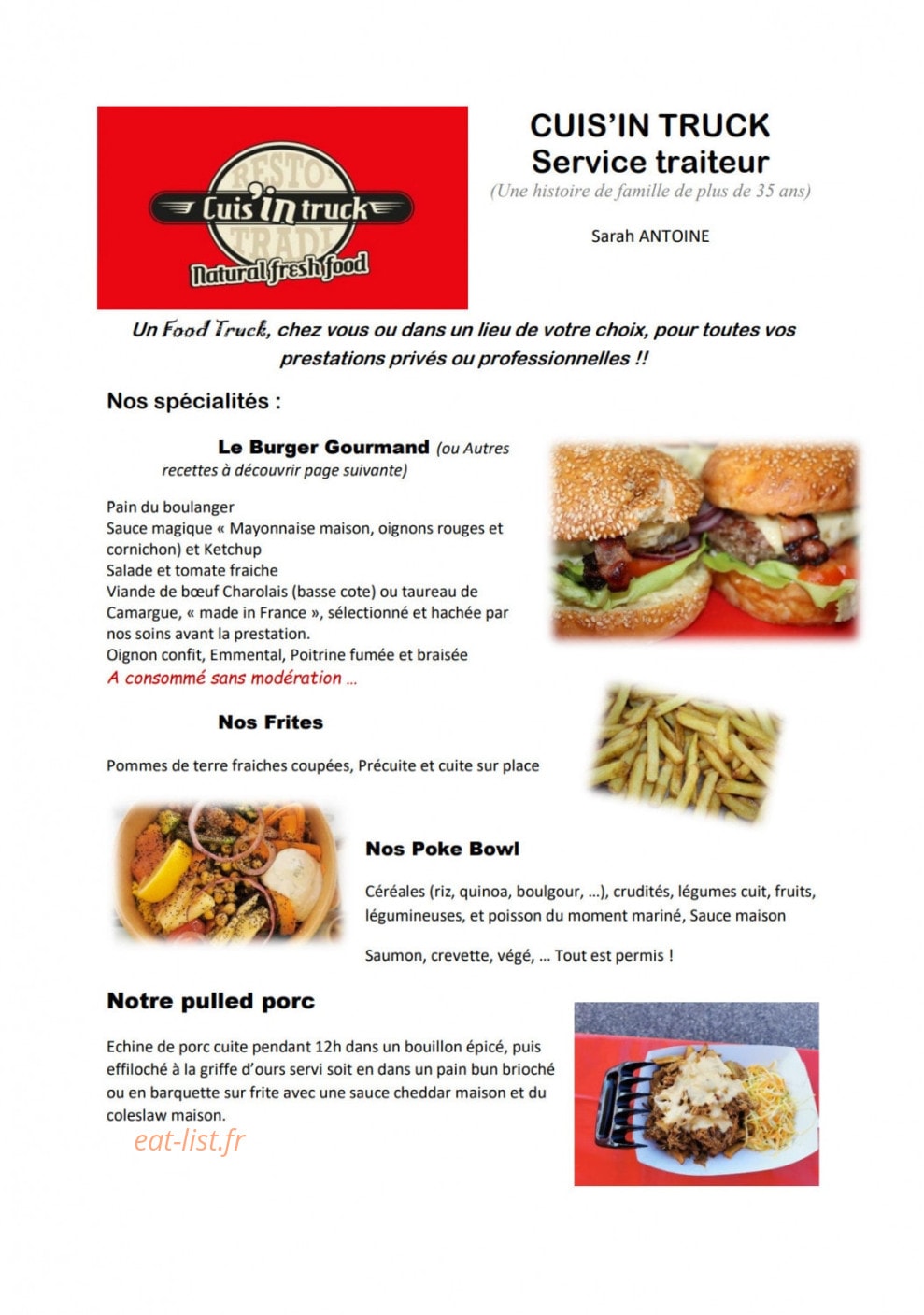 Cuis'in truck — carte page 1
