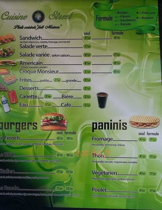 Cuisine Street — carte page 1