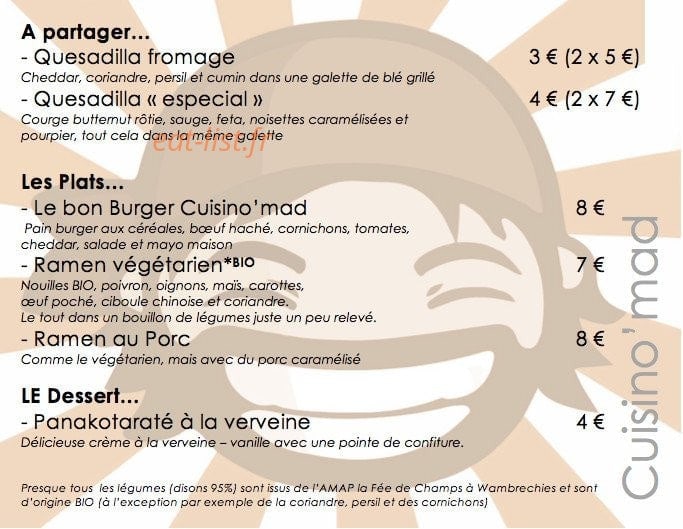 Cuisino'mad — carte page 1