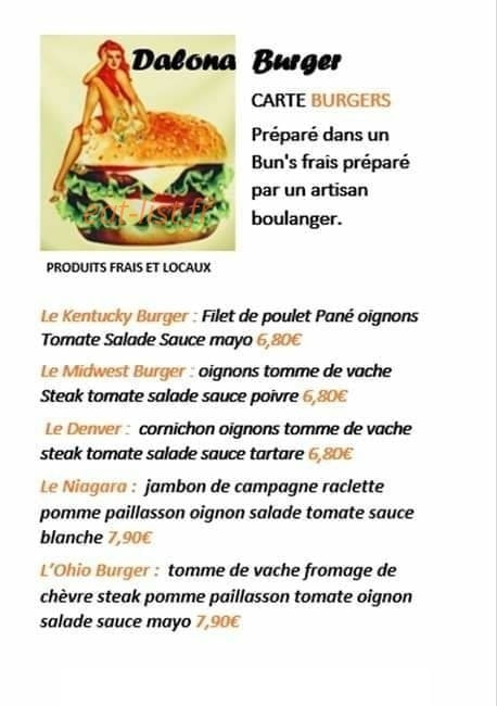 Dalona Burger — carte page 1
