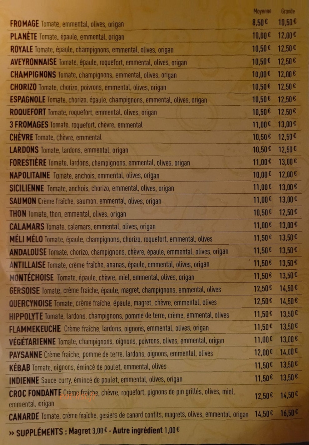 Dani pizza — carte page 2