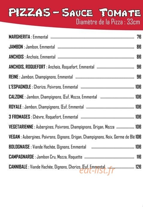 David Pizza — carte page 2