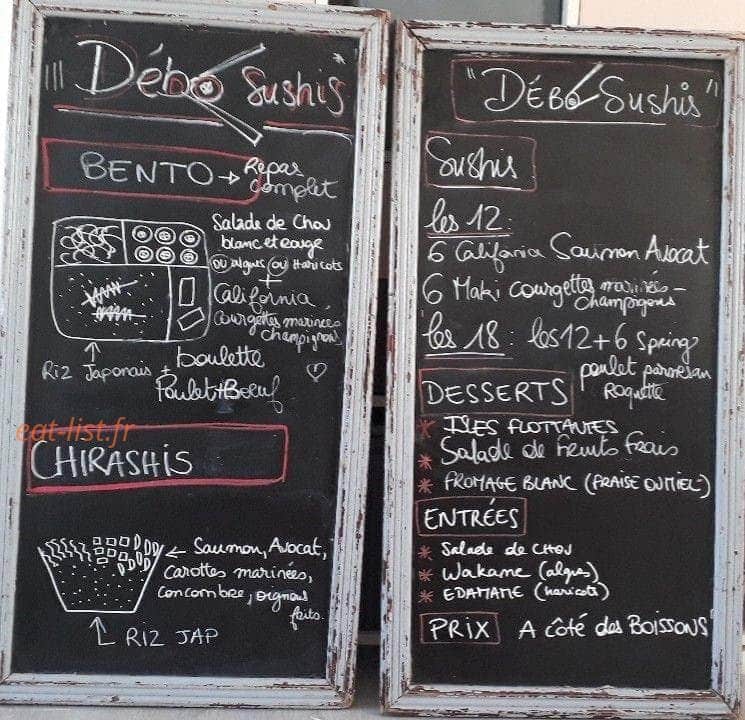 Débo Sushis — carte page 1