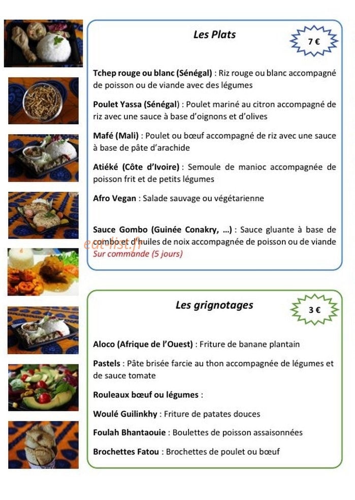 Delices afro — carte page 1