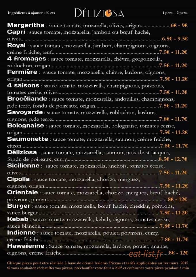 Deliziosa pizza — carte page 1