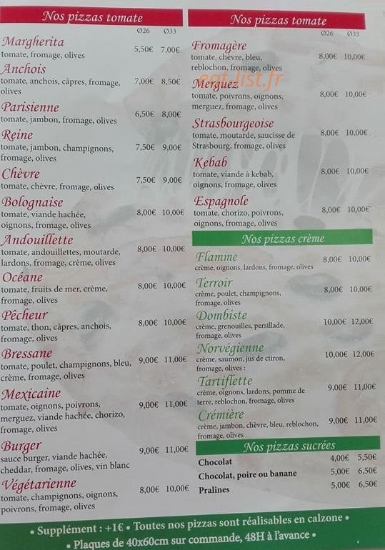 Denico pizzas — carte page 2
