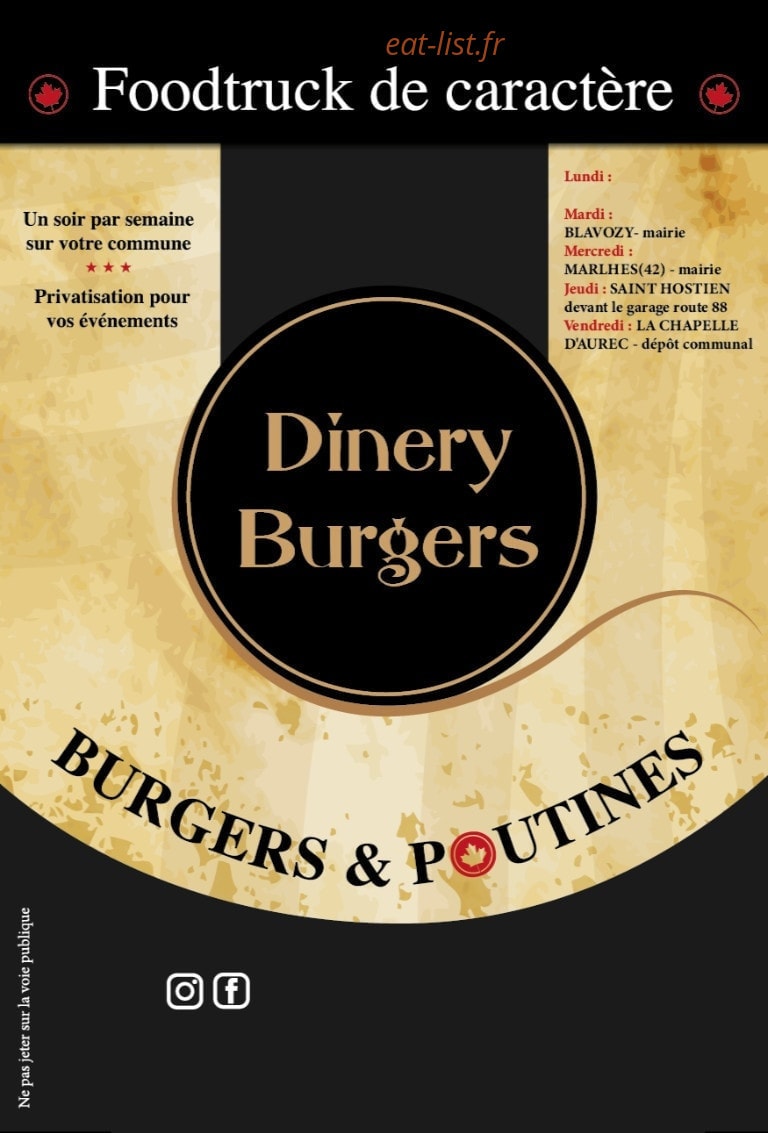 Dinery burgers — carte page 1