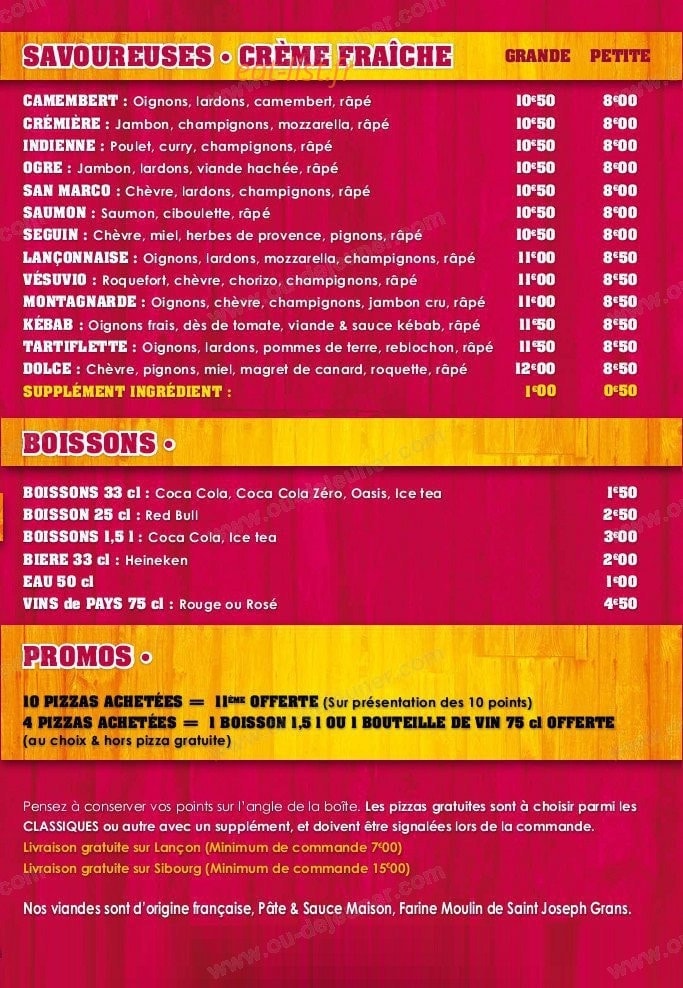 Dolce Pizza — carte page 3