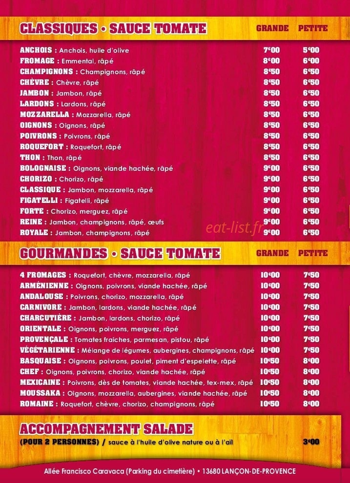 Dolce Pizza — carte page 2