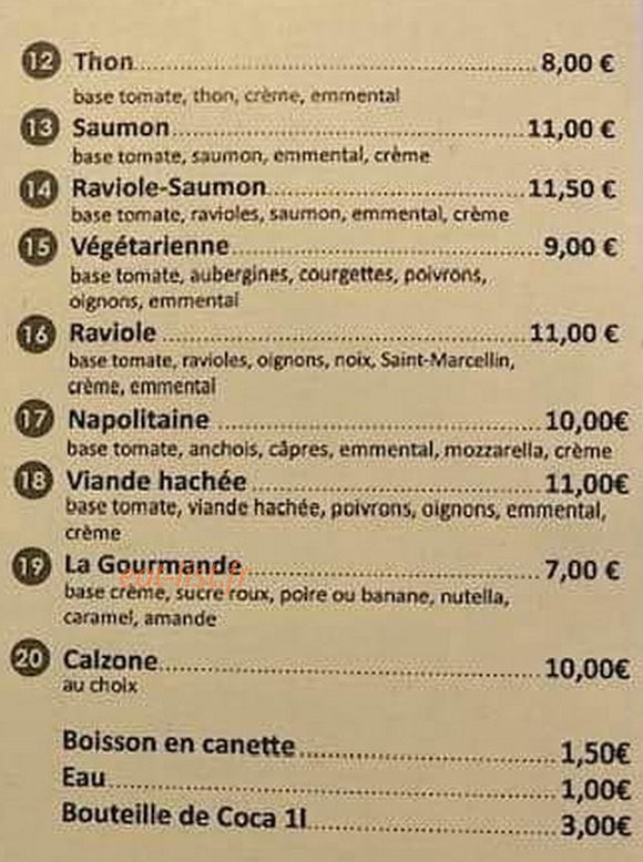 Dom's pizza — carte page 2