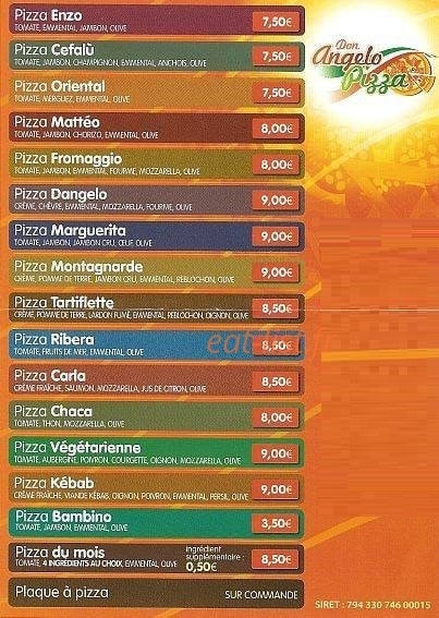 Don Angelo Pizza — carte page 1