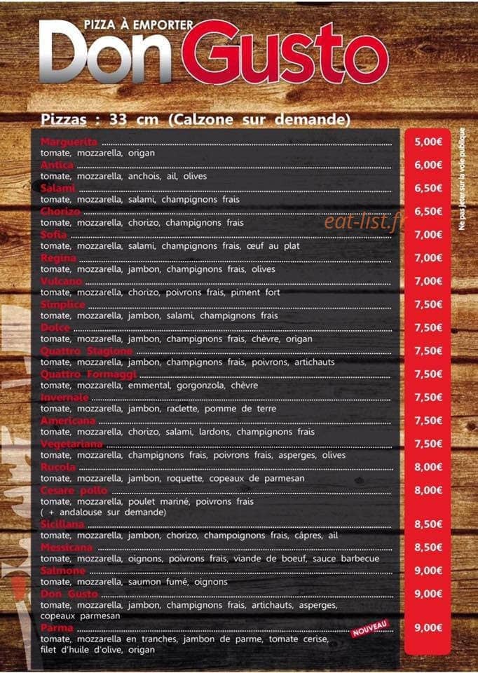 Don Gusto — carte page 1
