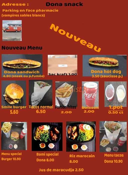 Dona Snack — carte page 1