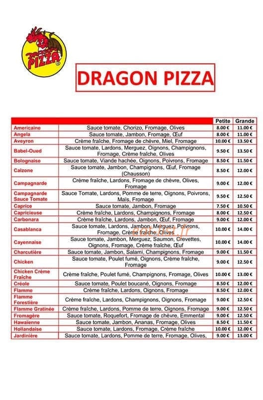 Dragon Pizza — carte page 3