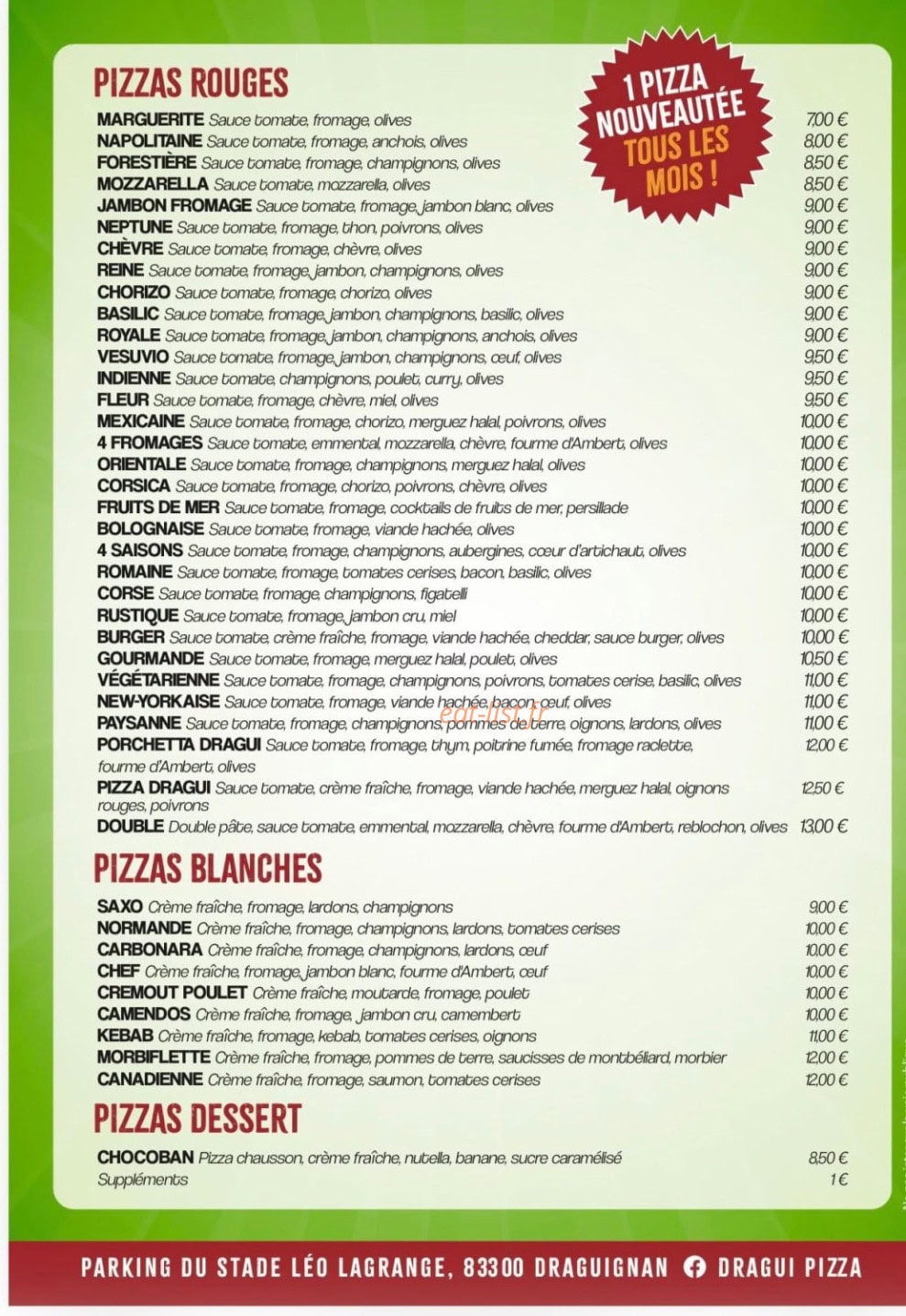 Dragui Pizza — carte page 2