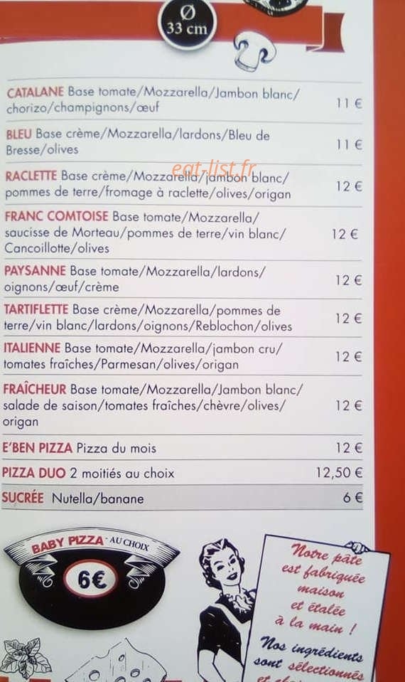 E'ben Pizza — carte page 3