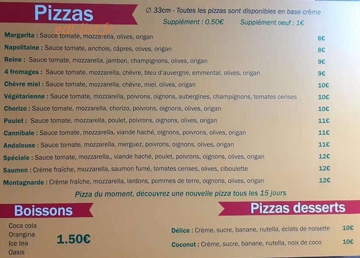 El camio pizza — carte page 2