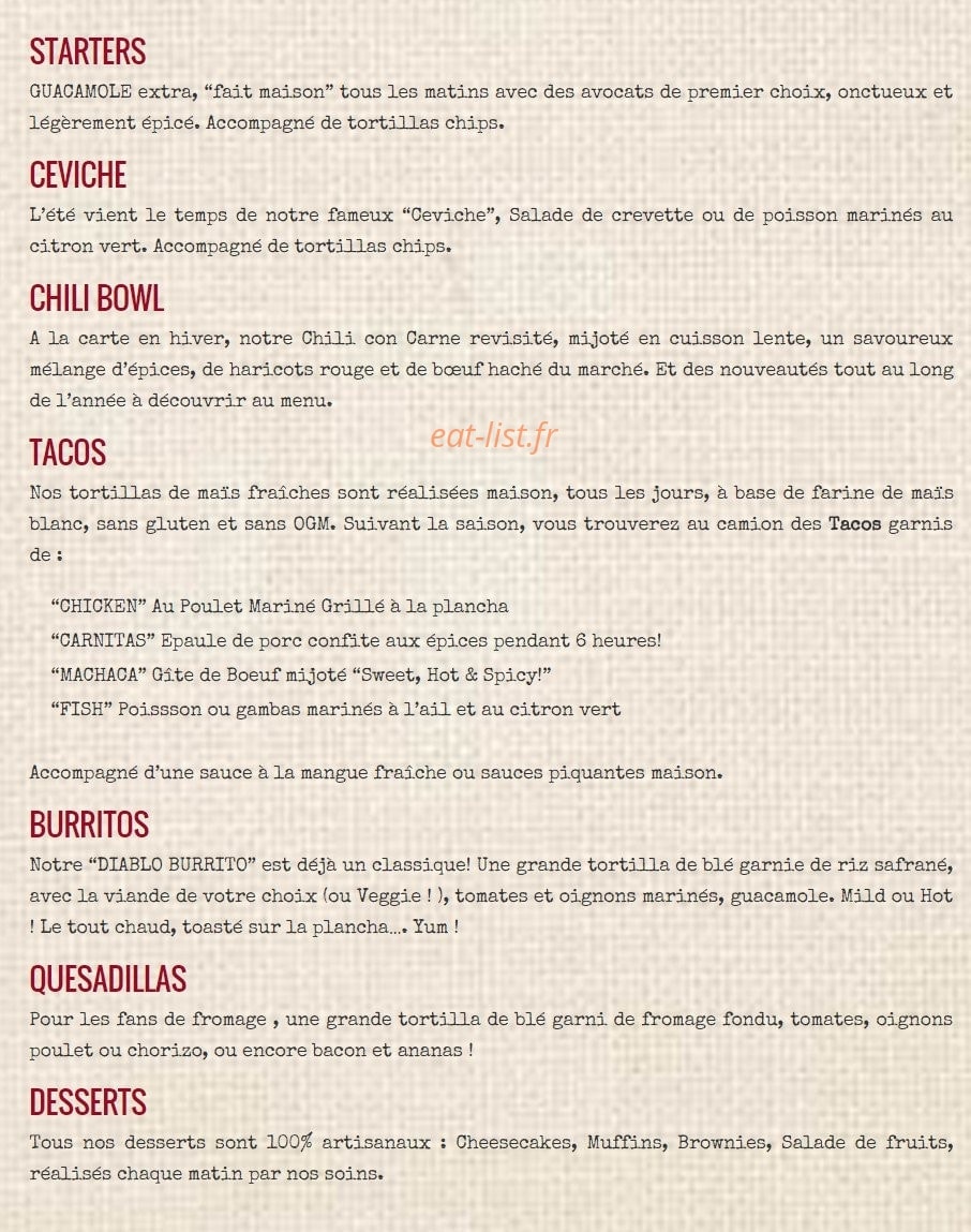 El Taco Del Diablo — carte page 1