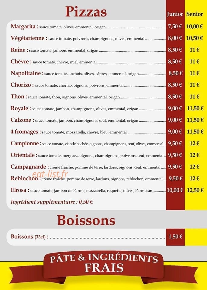 Elrosa Pizza — carte page 2