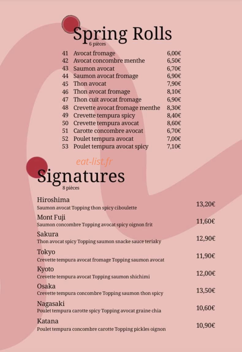 Emaki sushi — carte page 1
